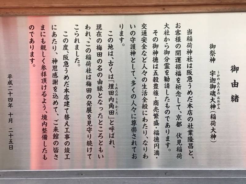 伏見稲荷神社 (阪急うめだ本店),大阪府大阪市北区角田町8-7