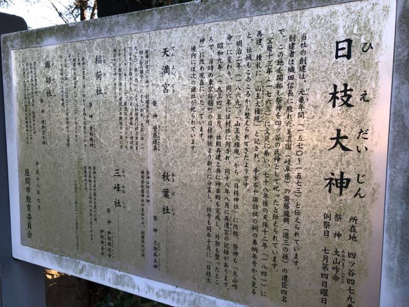 日枝大神,神奈川県座間市四ツ谷479