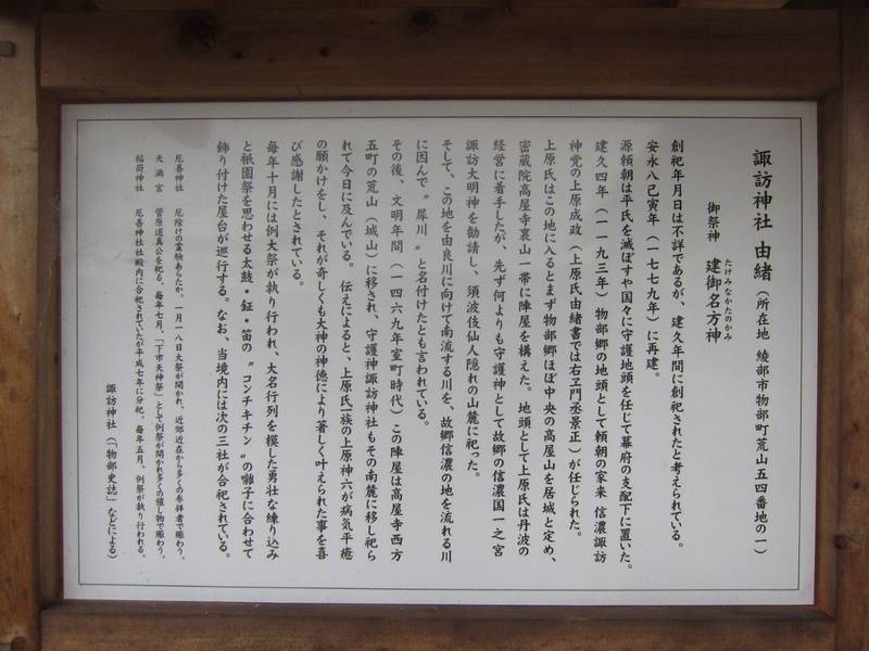 諏訪神社 (物部町),京都府綾部市物部町荒山５４－１